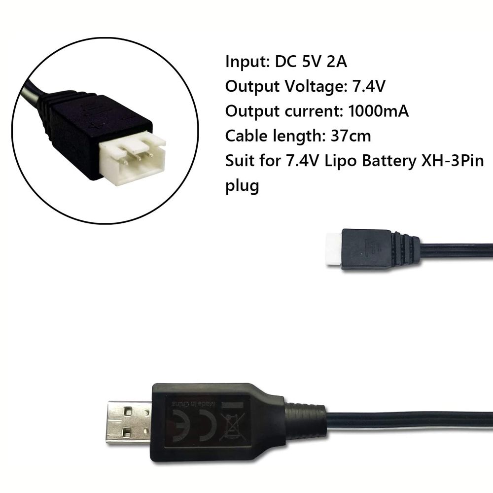 Volantex-RC-USB-2S-3PIN-Charger-Cable-2A-for-2S-74V-LiPo-Battery-RC-Airplane-Spare-Part-1726979