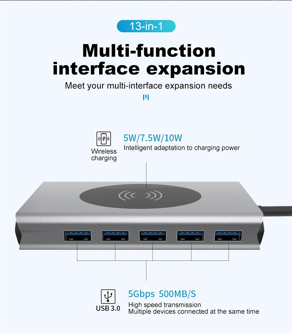 13-in-1-USB-C-Hub-Wireless-Charging-Adapter-Multi-USB-Type-C-to-USB30-VGA-RJ45-HD-4K-PD-Audio-35mm-T-1719760