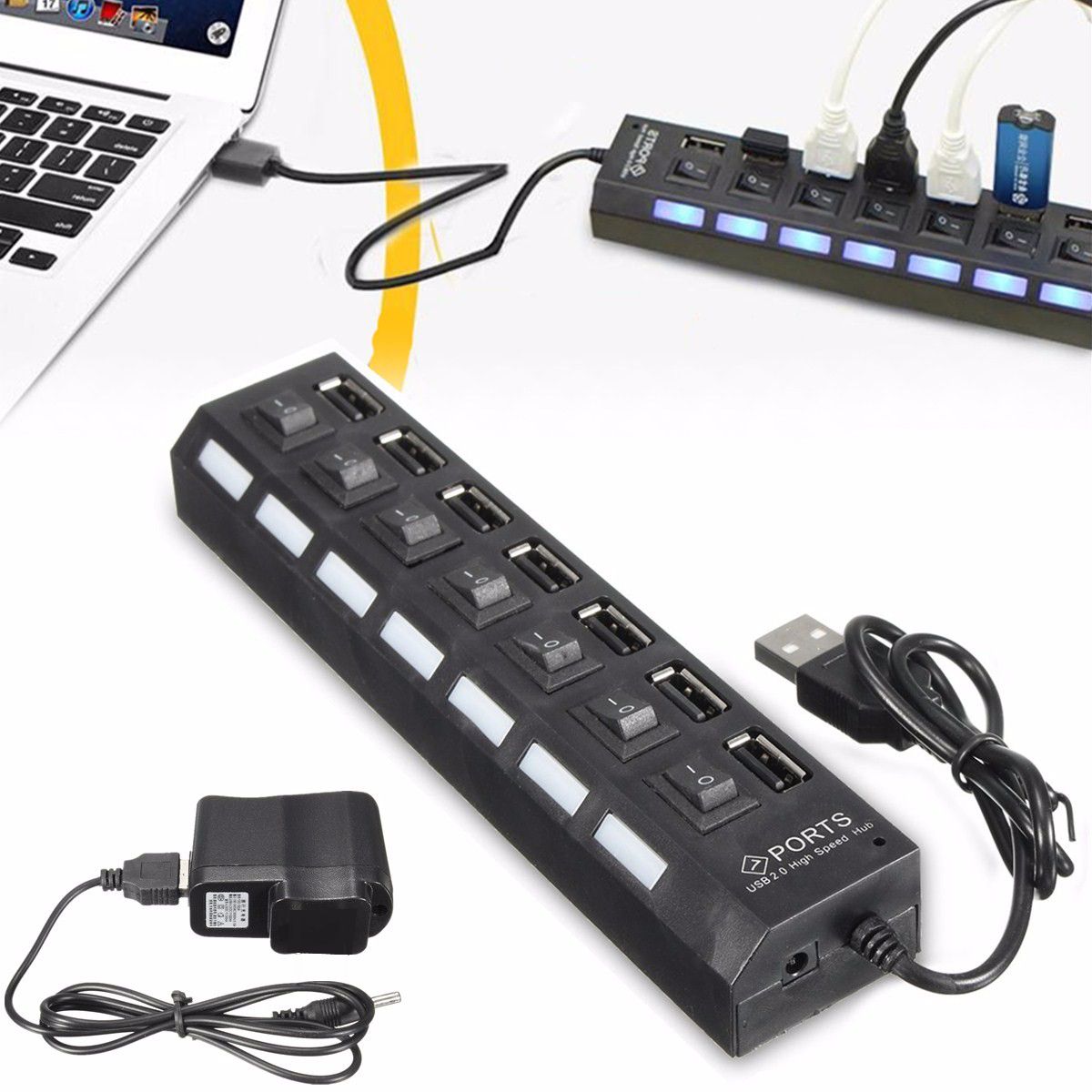 7-Port-High-Speed-USB-20-Hub---Power-Adapter-ONOFF-for-Switch-for-MAC-PC-Laptop-1762543