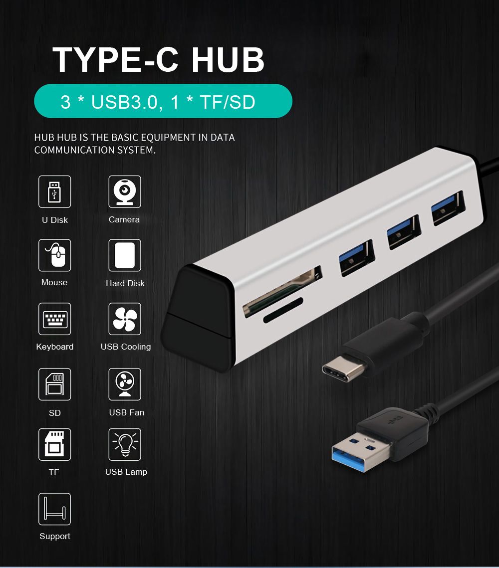 Aluminum-Alloy-Type-C-to-3-Port-USB-30-Hub-TF-SD-Card-Reader-with-Hidden-Phone-Support-1358386