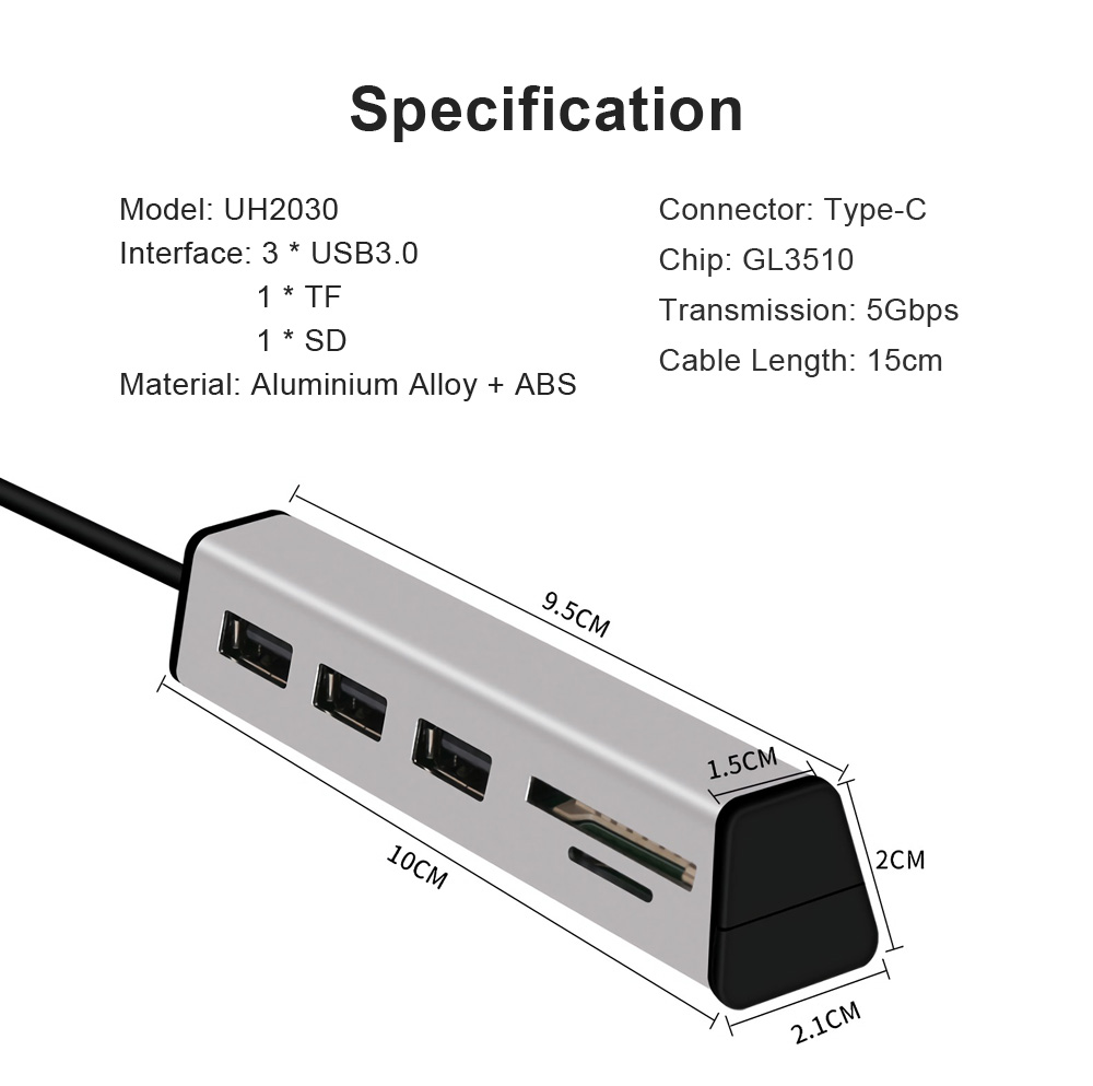 Aluminum-Alloy-Type-C-to-3-Port-USB-30-Hub-TF-SD-Card-Reader-with-Hidden-Phone-Support-1358386