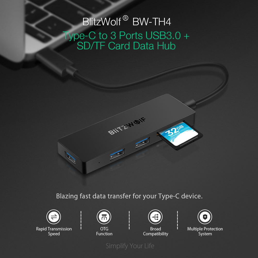 BlitzWolfreg-BW-TH4-5-in-1-Type-C-to-3-Port-USB-30-SD-TF-Card-Reader-Data-Hub-1385766