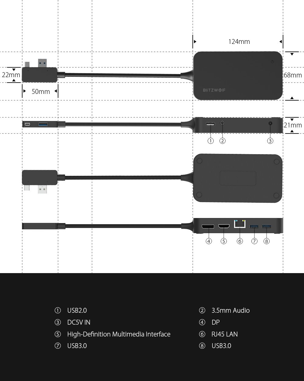 BlitzWolfreg-BW-TH7-7-in-1-Surface-Docking-Hub-with-2-Port-USB-30-USB-20-DC5V-IN-RJ45-Gigabit-Ethern-1608809