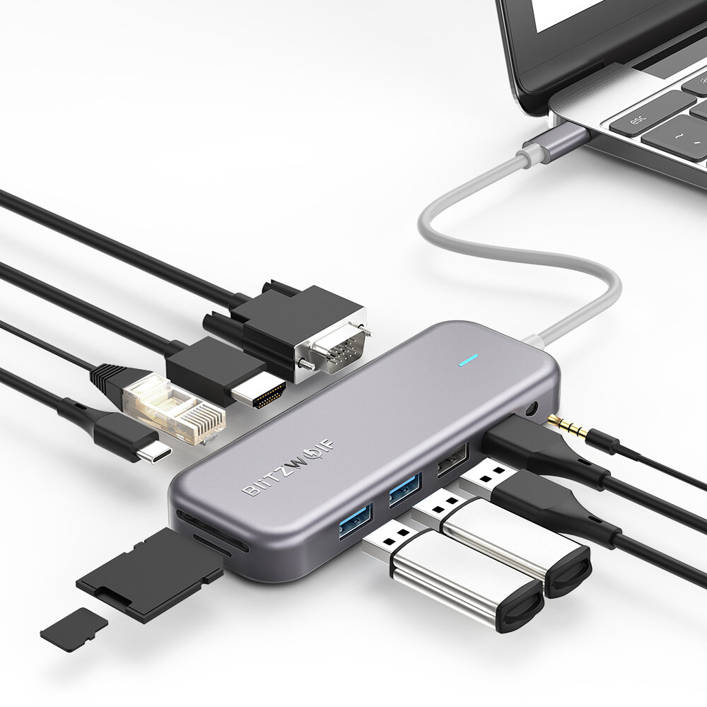 BlitzWolfreg-BW-TH8-11-in-1-USB-C-Data-Hub-with-100W-Type-C-PD-Power-Delivery-2-USB30--2-USB20-4K30H-1623416