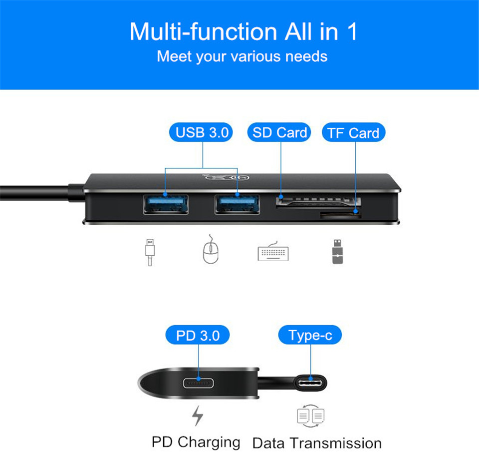 Kawau-H330-5-IN-1-Type-C-to-2-Port-USB30-PD30-OTG-Hub-SD-TF-Card-Reader-1433338