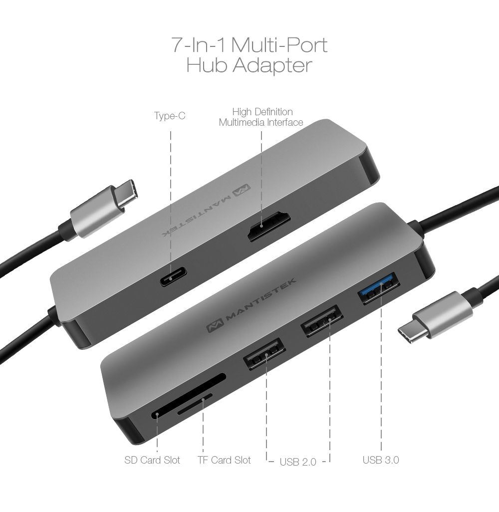 MantisTekreg-H3-7-In-One-Type-C-to-USB-30-4K-Display-PD-Charge-Hub-TF-SD-Card-Reader-1301582