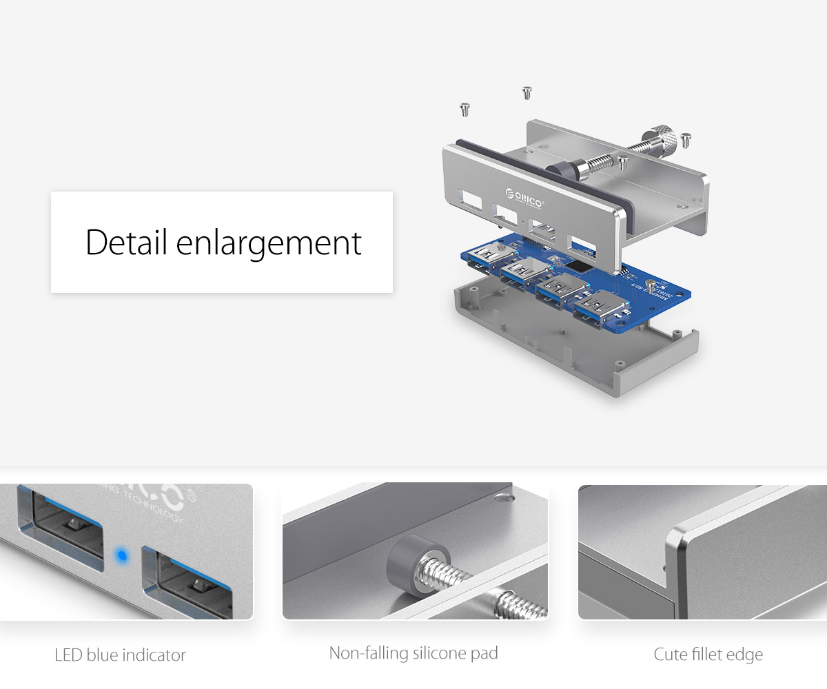 ORICO-MH4PU-USB30-4-Ports-Monitor-Table-Clip-type-HUB-For-PC-Mac-1226371