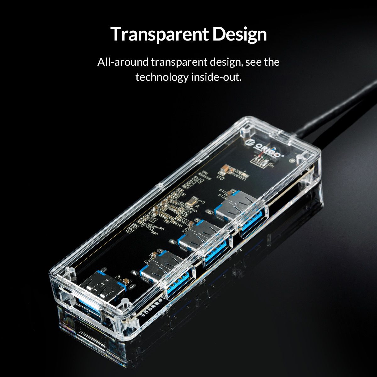 ORICO-USB30-Hub-Transparent-Case-USB30-Docking-Station-TFSD-Card-Reader-USB-Data-Transmission-Adapte-1765862