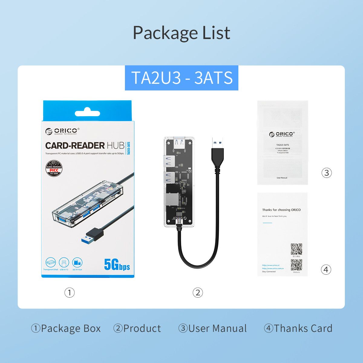 ORICO-USB30-Hub-Transparent-Case-USB30-Docking-Station-TFSD-Card-Reader-USB-Data-Transmission-Adapte-1765862