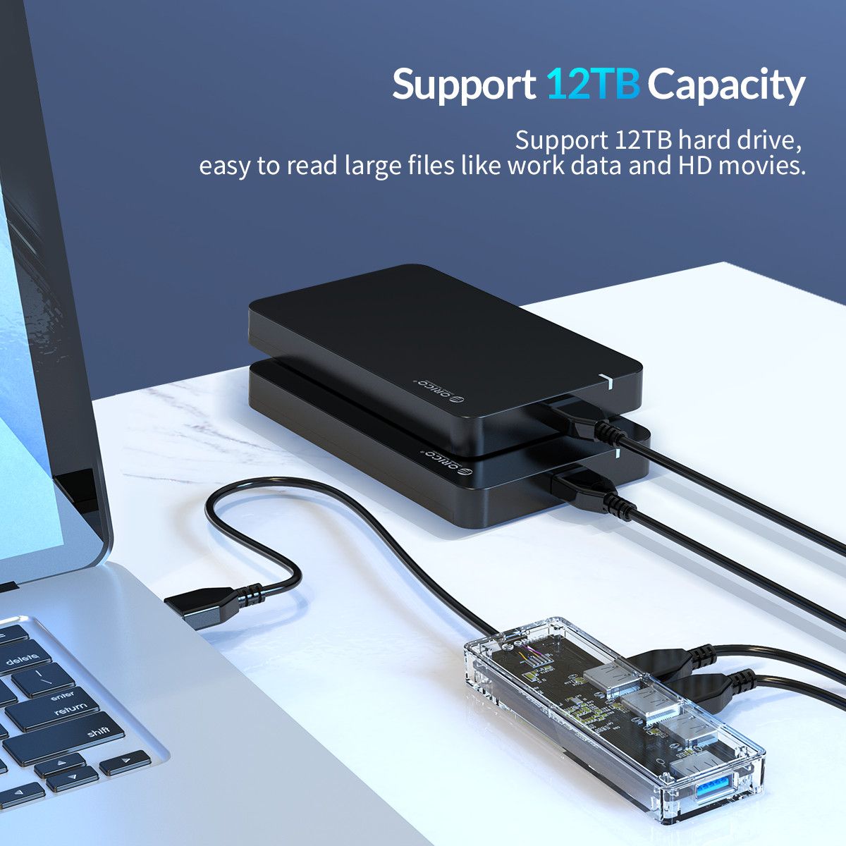 ORICO-USB30-Hub-Transparent-Case-USB30-Docking-Station-TFSD-Card-Reader-USB-Data-Transmission-Adapte-1765862