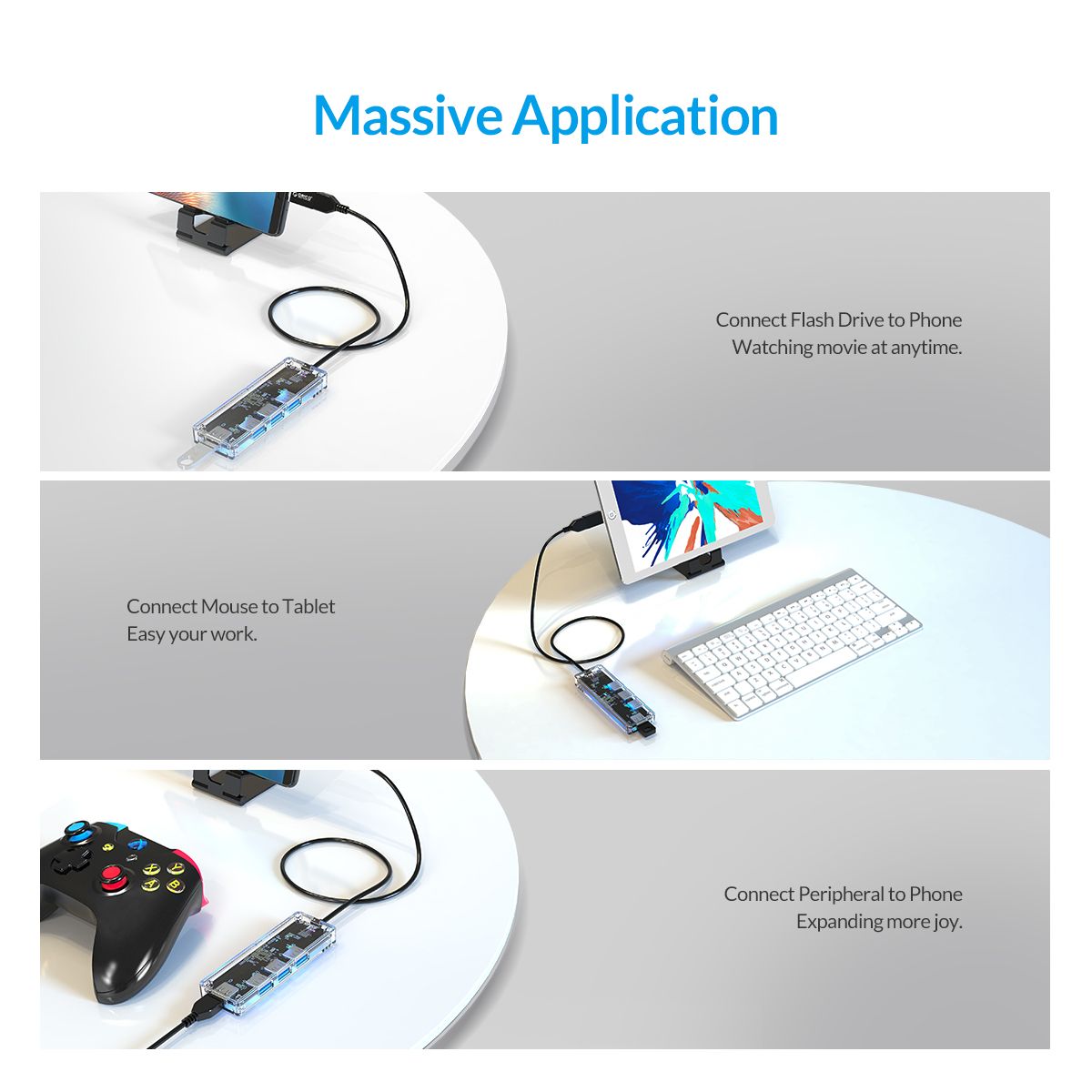 ORICO-USB30-Hub-Transparent-Case-USB30-Docking-Station-TFSD-Card-Reader-USB-Data-Transmission-Adapte-1765862