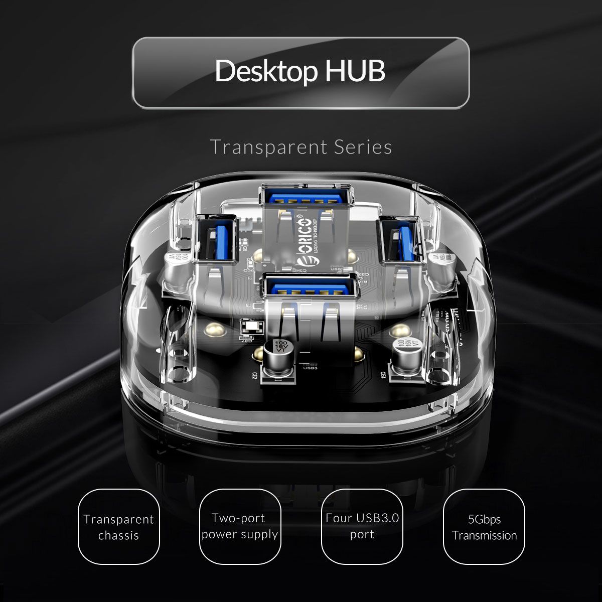 Orico-H4U-Transparent-USB-30-to-4-Port-USB-30-Hub-with-Micro-USB-Power-Port-1439859
