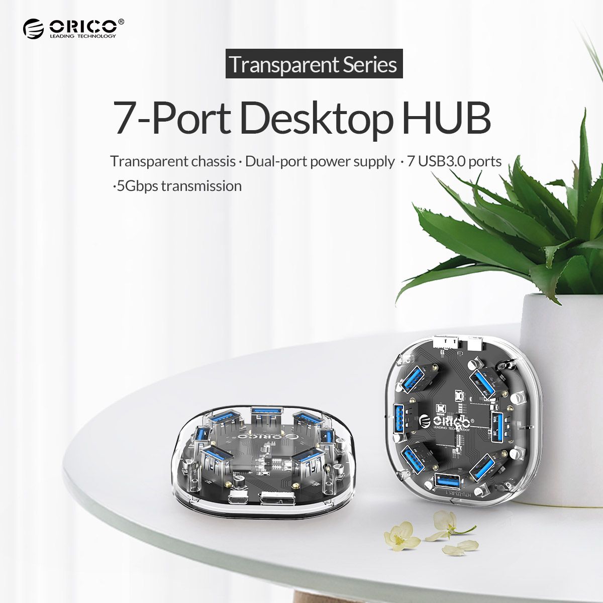 Orico-H7U-Transparent-7-Port-USB-30-Hub-with-Micro-USB-Power-Port-1439894