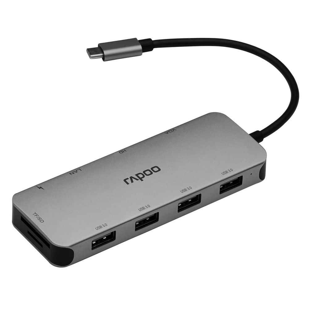 Rapoo-XD200-10-port-Docking-Station-Type-C-USB30-Hub-RJ45-Adapter-HD-Converter-SD--TF-Card-Reader-fo-1683438