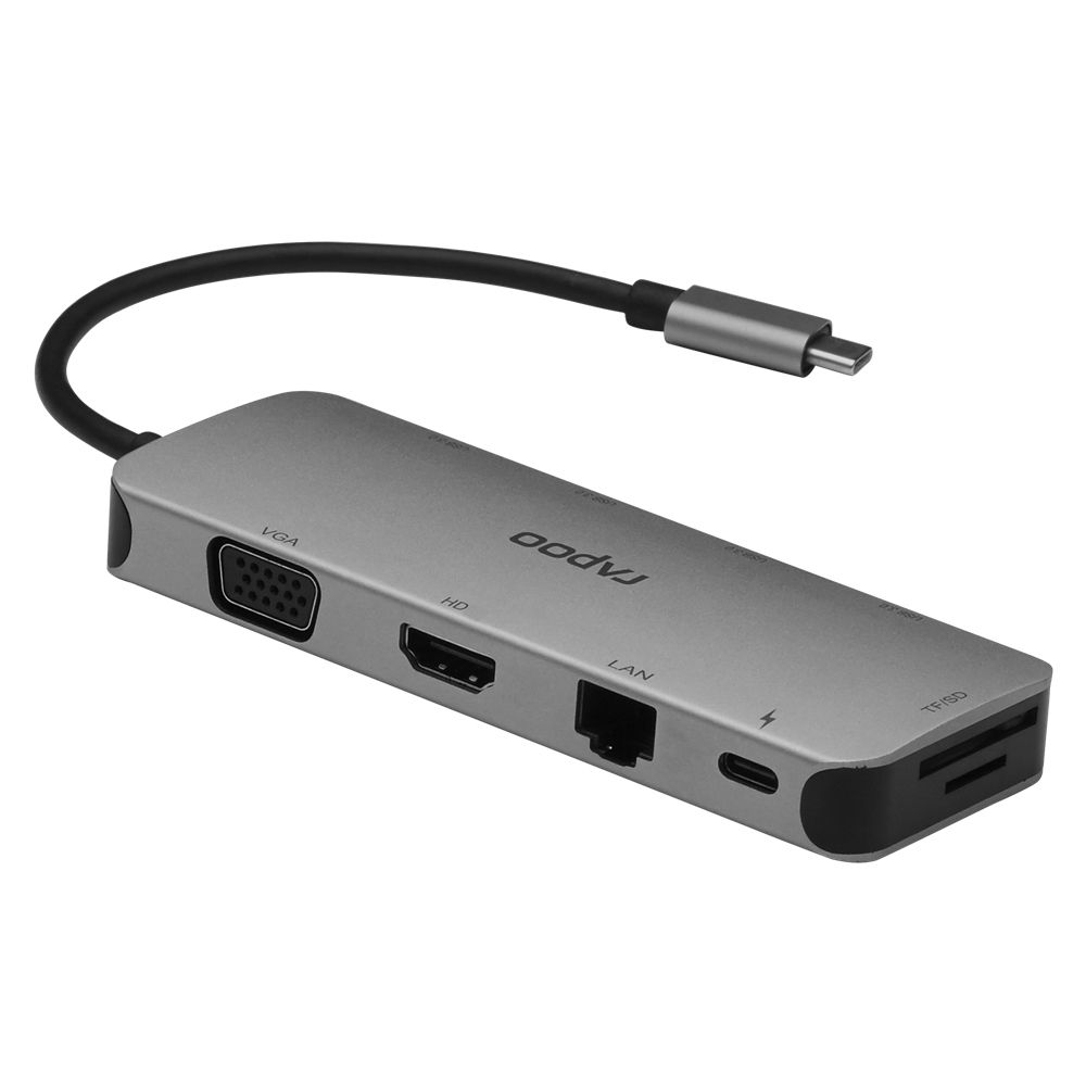 Rapoo-XD200-10-port-Docking-Station-Type-C-USB30-Hub-RJ45-Adapter-HD-Converter-SD--TF-Card-Reader-fo-1683438