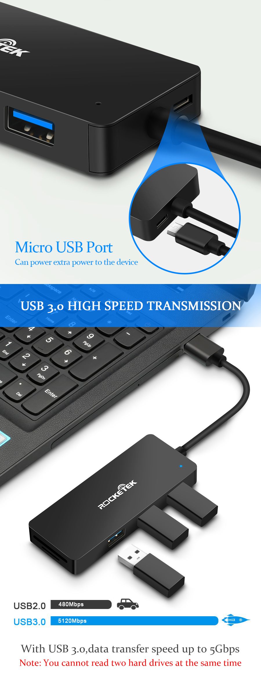 Rocketek-Multi-Interface-Hub-HUB-U-HUB-C-HUB-UC-USB-30-Type-C-Hub-4-Ports-Adapter-Splitter-Power-Int-1621340