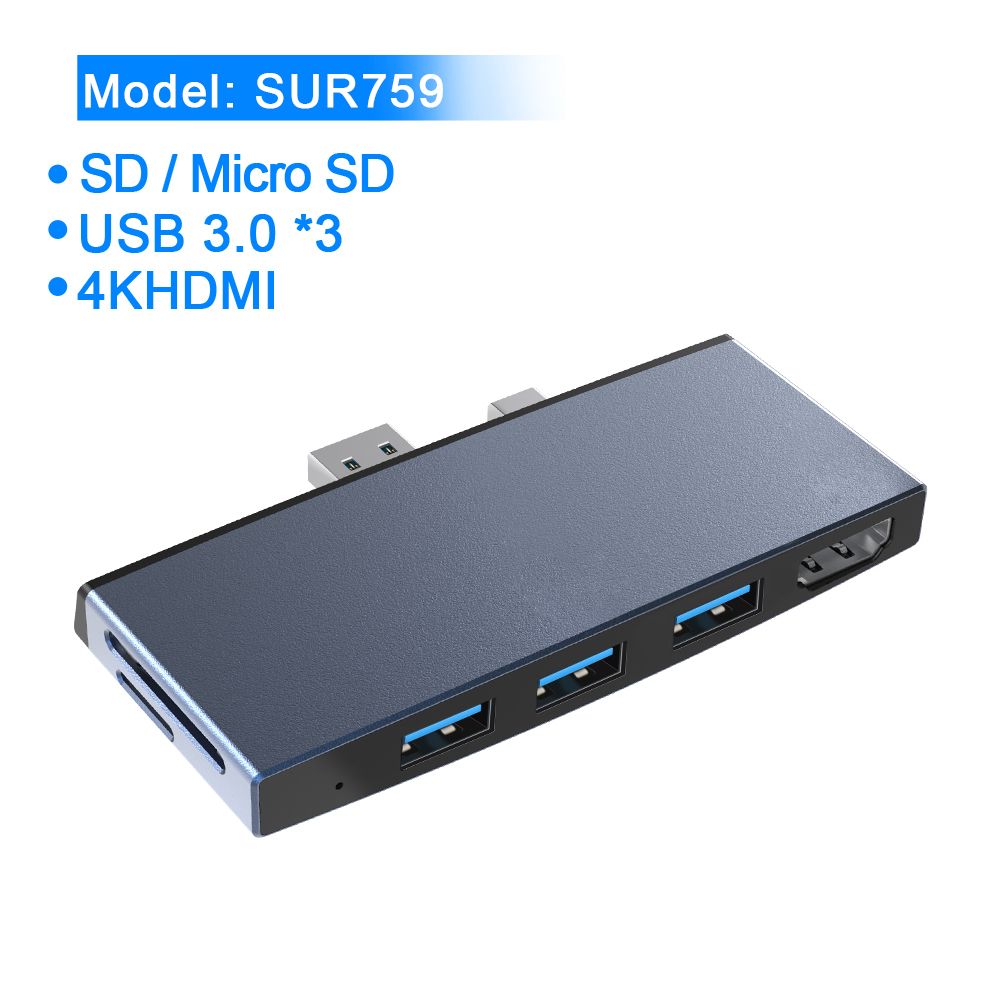 Rocketek-SUR759-Surface-Pro-Hub-USB-30-Hub-Card-Reader-4K-HD-Adapter-for-TFSDMicro-SDSDHCSDXC-Card-S-1623783