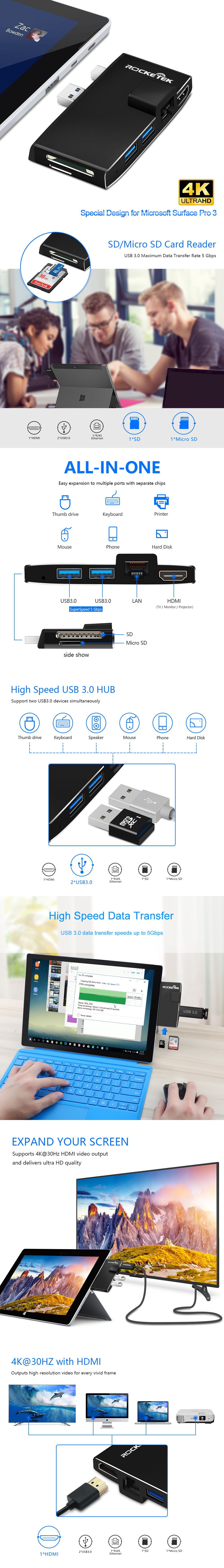 Rocketek-SUR768-P3-USB-30-Hub-4K-HD-1000Mbps-Gigabit-Ethernet-RJ45-Adapter-SDTF-Card-Reader-for-Surf-1678092