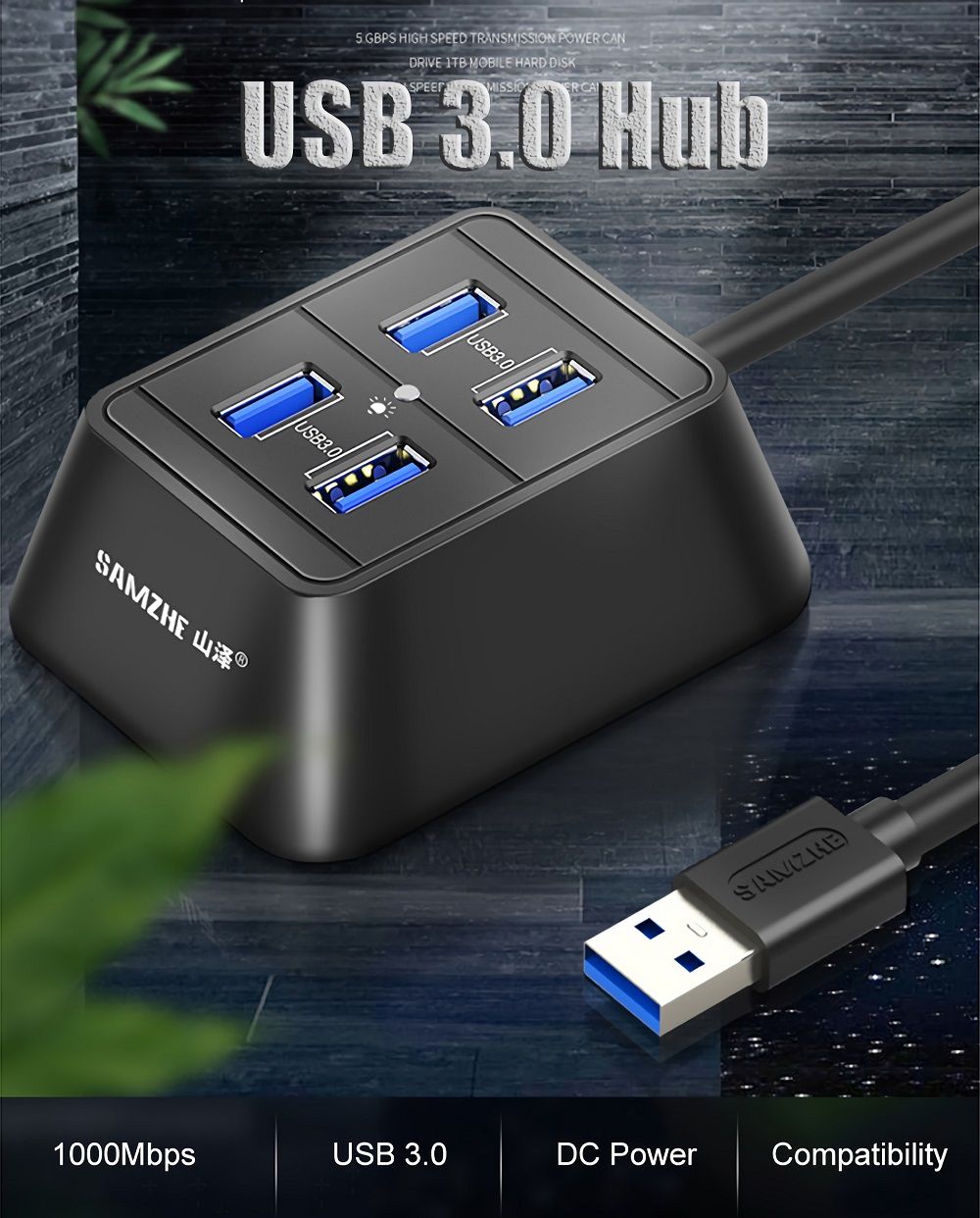 SAMZHE-Super-Speed-4-Port-USB-30-Portable-Desktop-HUB-Extension-for-PC-Laptop-Tablet-1686192