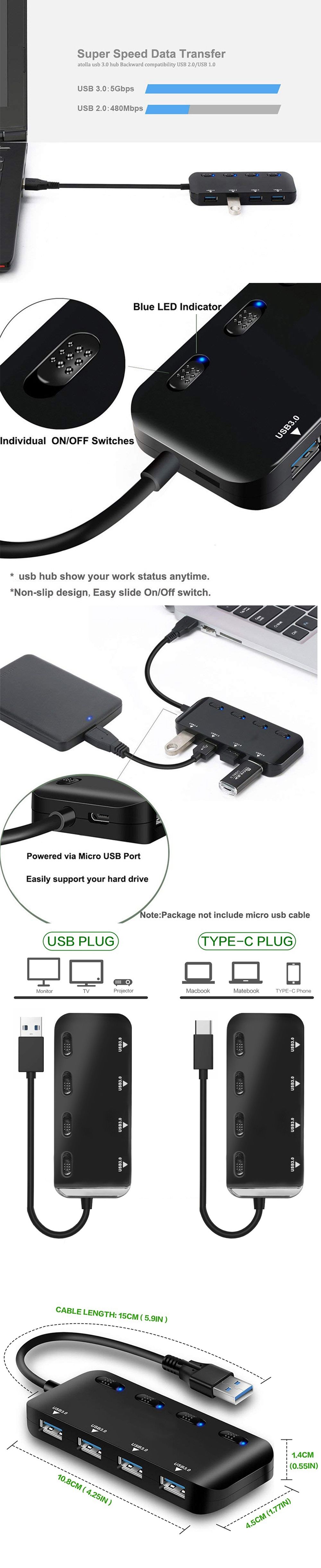 USB30--Type-C-4-in-1-Multifunction-USB-Hub-USB30-High-Speed-Transmission-with-Switch-Adapter-Extende-1598302