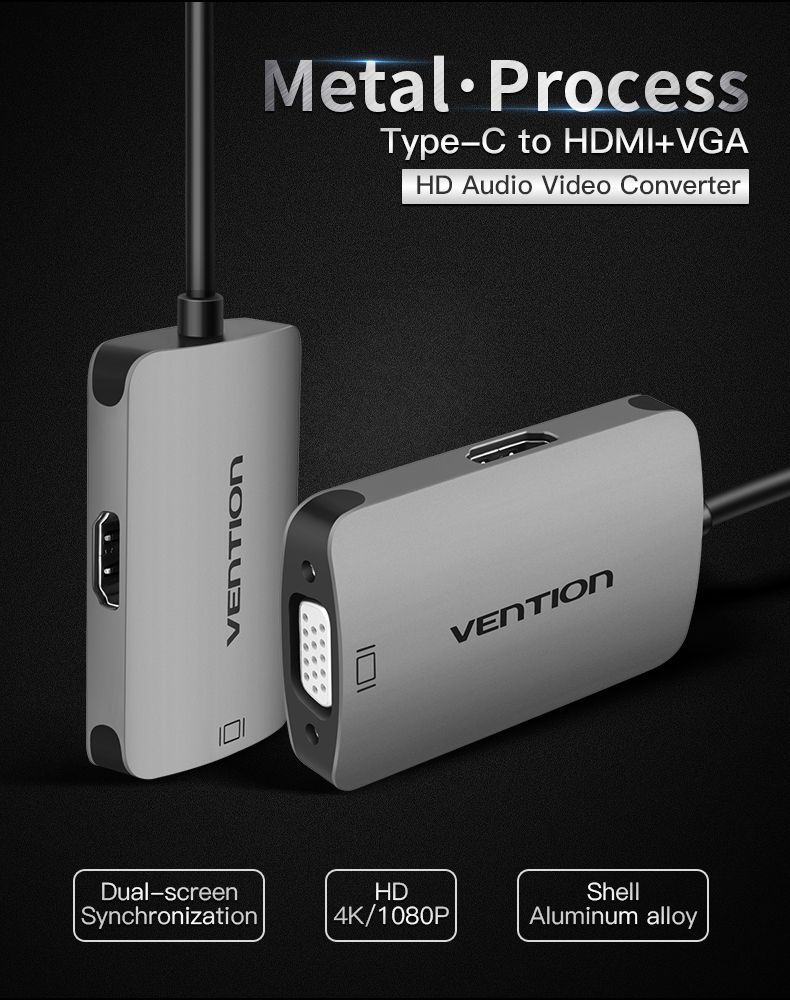 Vention-CGKHA-USB-C-to-HDMI-4K-VGA-1080P-60Hz-Male-Type-c-to-VGA-HDMI-Convertor-for-TV-Projector-Hub-1268367