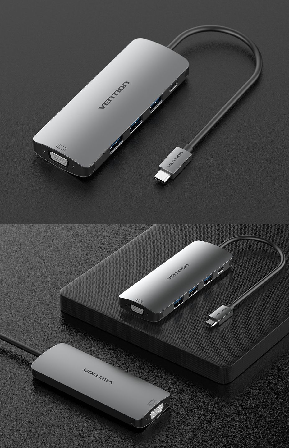 Vention-CGQHA-Multifunction-Type-C-to-3-Port-USB-30-USB-C-PD-Charge-1080P-VGA-Hub-1340755