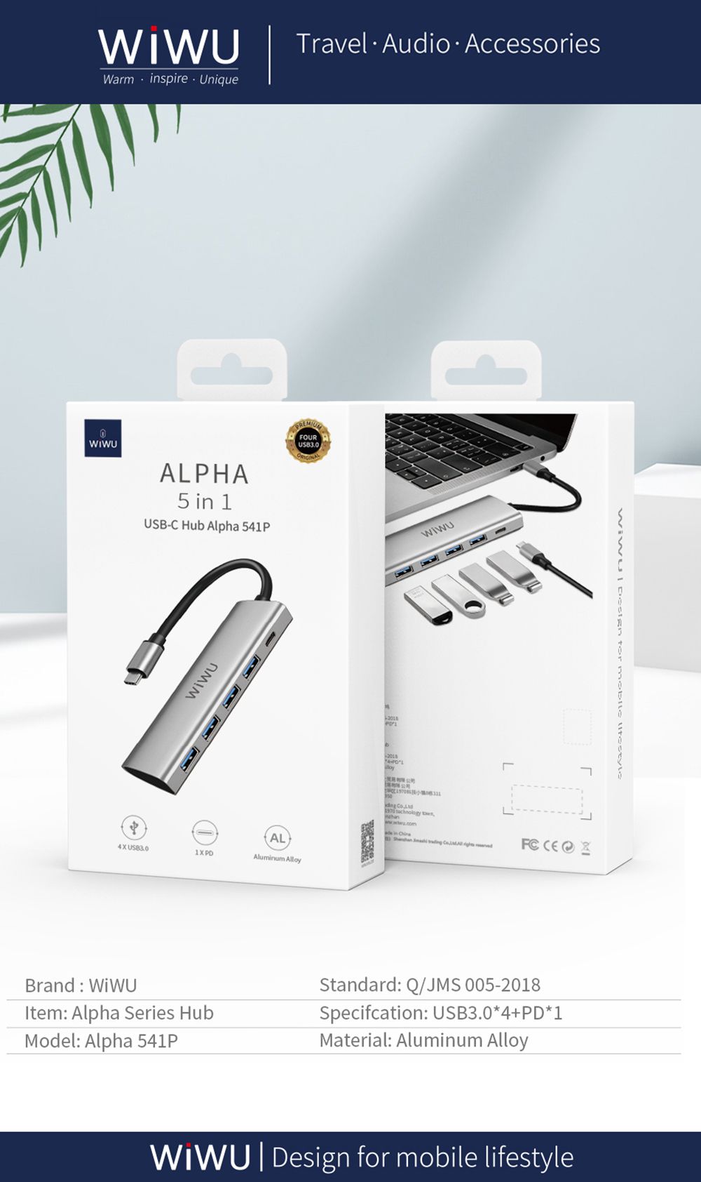 WIWU-Alpha-541P-5-in-1-USB-C-Hub-Type-C-to-USB30-Docking-Station-PD-Fast-Charging-Adapter-1722417