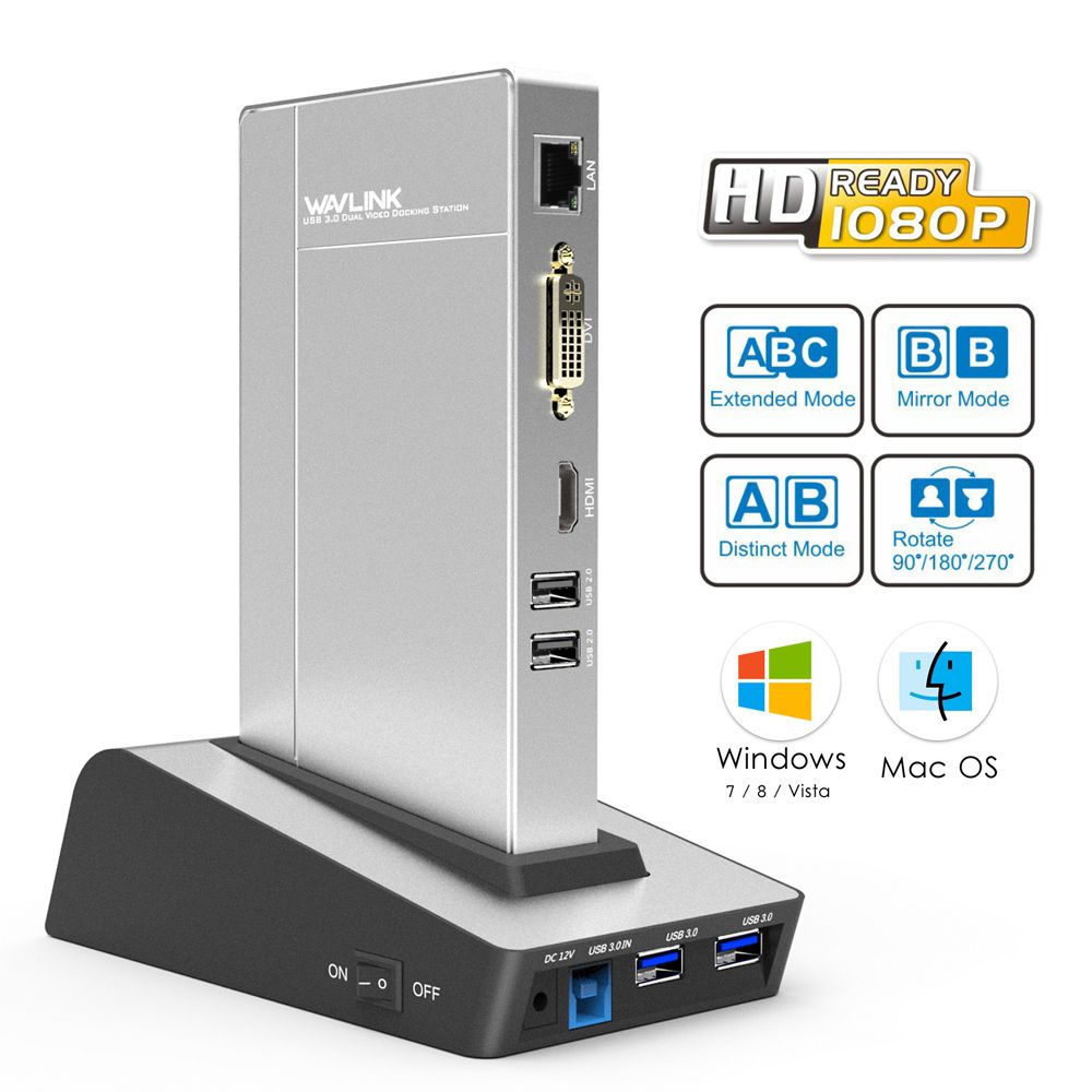Wavlink-USB30-Universal-Aluminum-Coupling-Docking-Station-HDD-SSD-Box-Base-Dual-Video-Monitor-HDMI-1265888