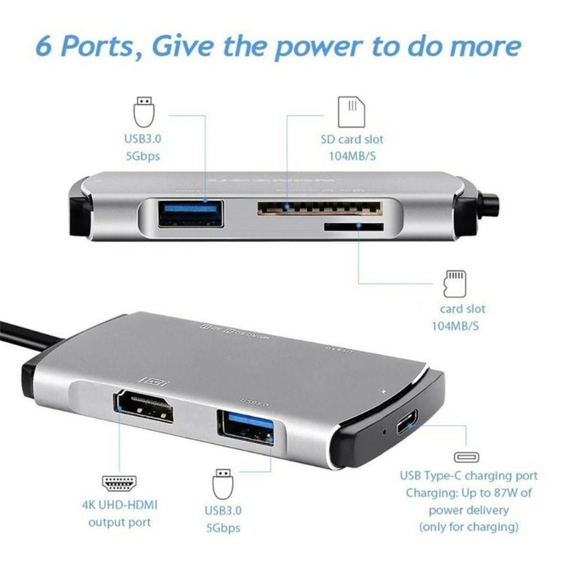 YC207-USB-30-HDMI--6-in-1-Type-C-USB-Hub-PD-Card-Reader-Adapter-for-Laptop-1554213