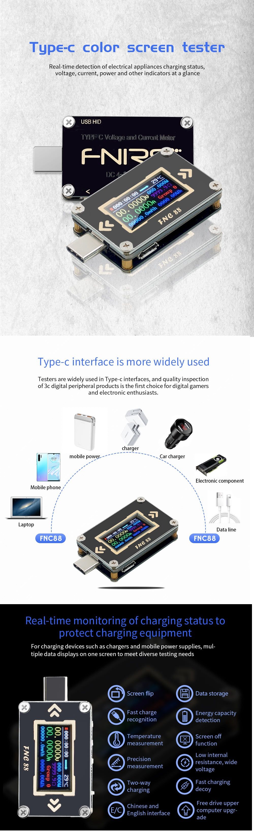 FNC88-Type-C-PD-Trigger-USB-C-Voltmeter-Ammeter-Voltage-2-Way-Current-Meter-Multimeter-PD-Recharger--1579497