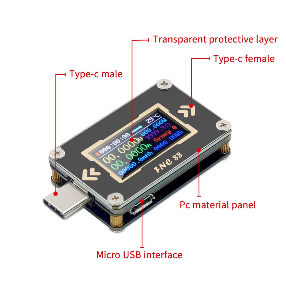 FNC88-Type-C-PD-Trigger-USB-C-Voltmeter-Ammeter-Voltage-2-Way-Current-Meter-Multimeter-PD-Recharger--1579497