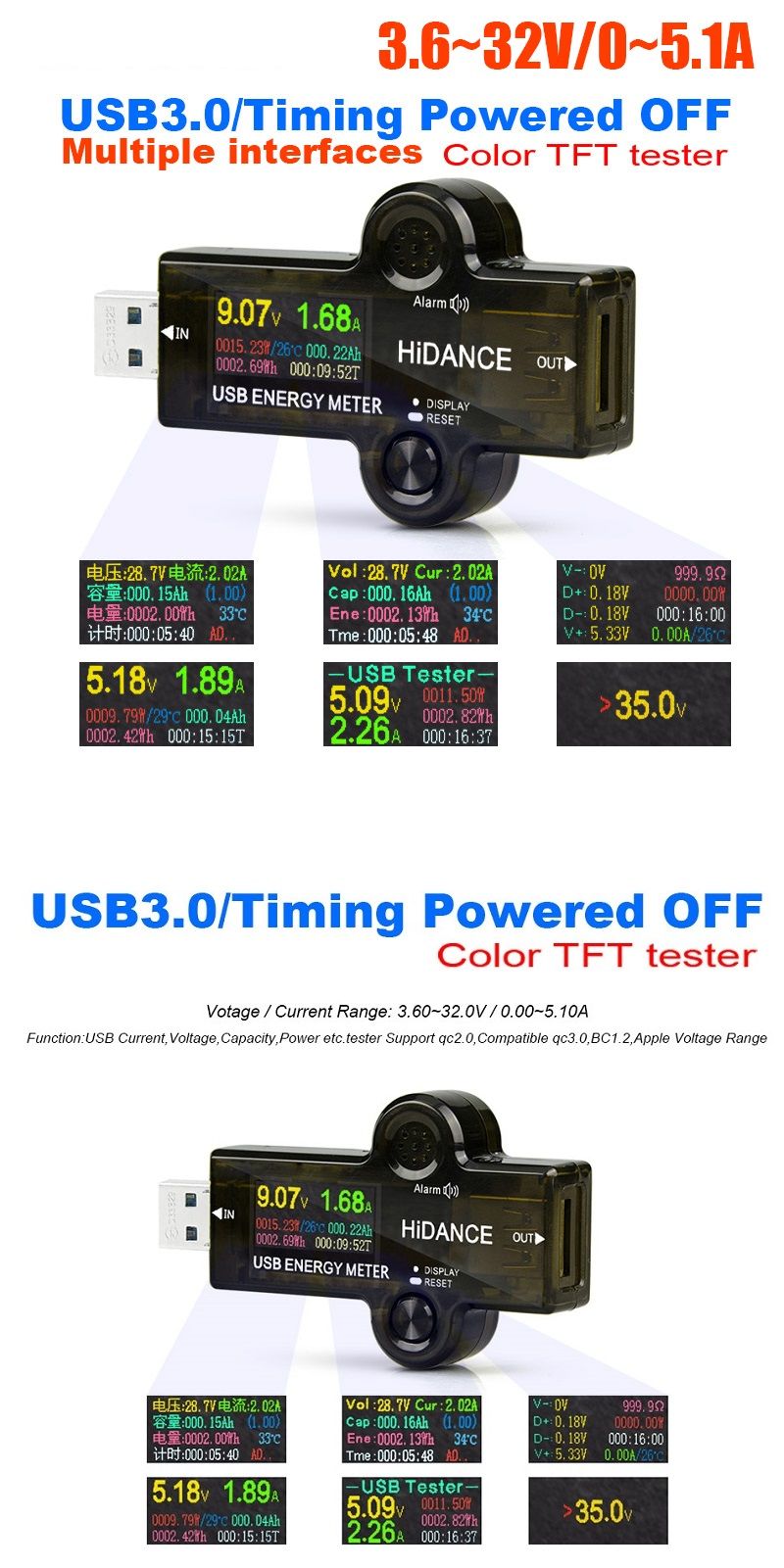 HD-Color-Sreen-bluetooth-USB-30--Tester-Voltmeter-Ammeter-Voltage-Current-Meter-Battery-Charge-Measu-1375710