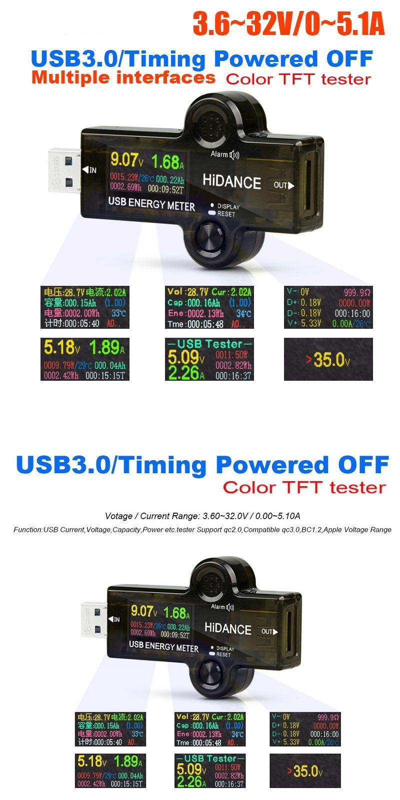 HD-Color-Sreen-bluetooth-USB-30--Tester-Voltmeter-Ammeter-Voltage-Current-Meter-Battery-Charge-Measu-1375710