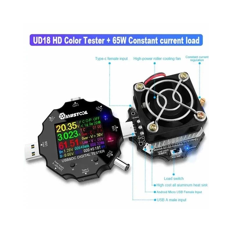 MUSTOOL-UD18-USB30DCType-C-18-in-1-USB-Tester-bluetooth-APP--65W-Constant-Current-Load-1696782