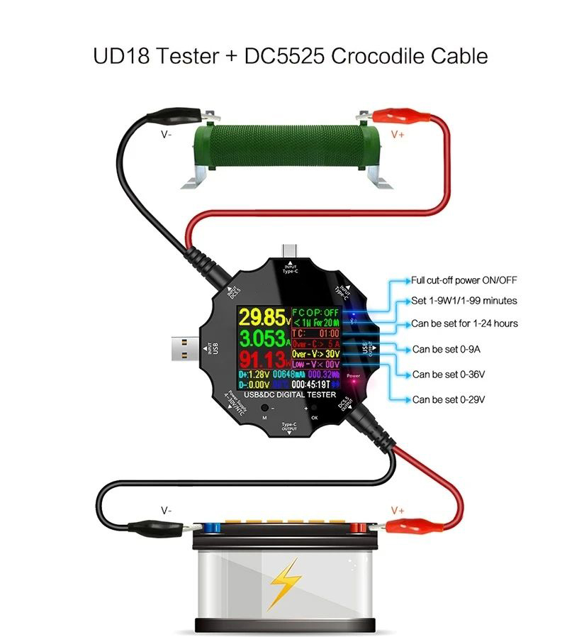 MUSTOOL-UD18-USB30DCType-C-18-in-1-USB-Tester-bluetooth-APP--DC-Male-to-Crocodile-Clip--DC-Female-to-1696222