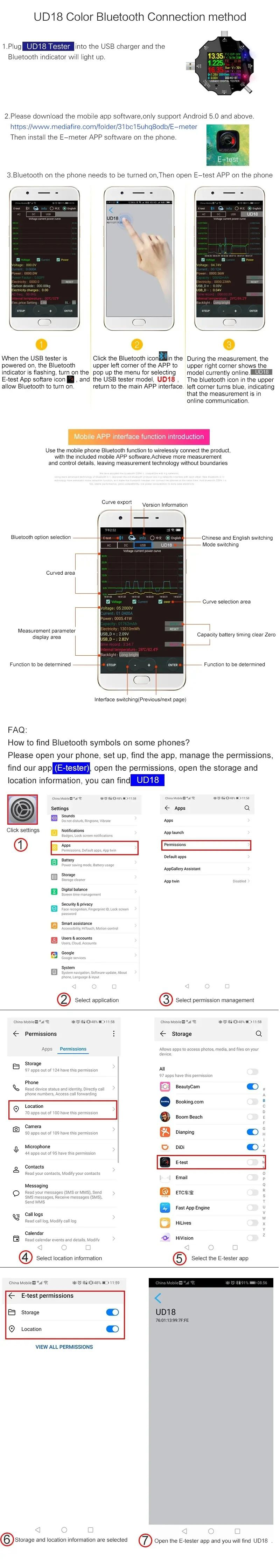 MUSTOOL-UD18-USB30DCType-C-18-in-1-USB-Tester-bluetooth-APP--DC-Male-to-Crocodile-Clip--DC-Female-to-1696222