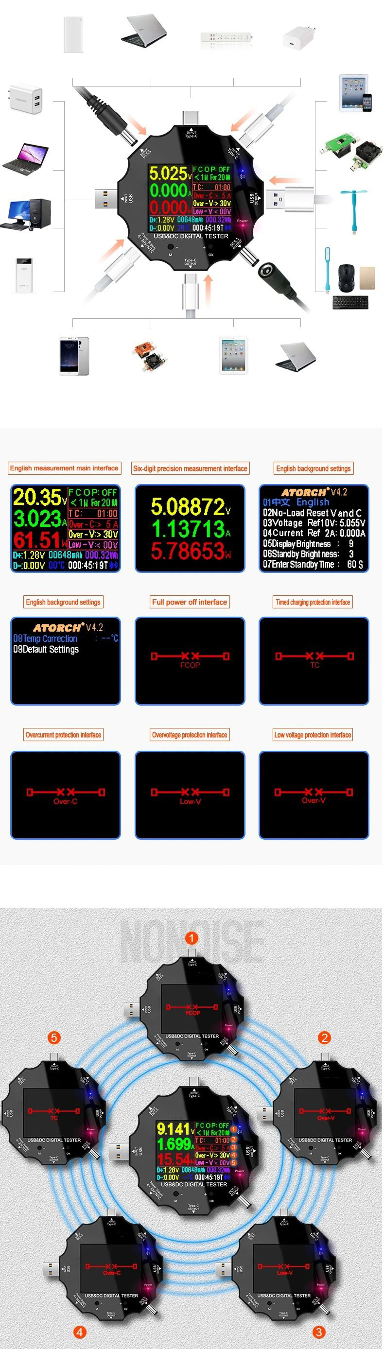 MUSTOOL-UD18-USB30DCType-C-18-in-1-USB-Tester-bluetooth-APP--DC-Male-to-Crocodile-Clip--DC-Female-to-1696222