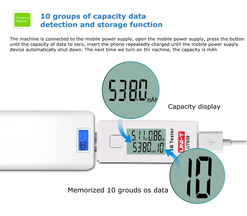 UNI-T-UT658B-Digital-USB-Testers-Testable-Stable-Input-Voltage-Range-From-3V-to-90V-with-LCD-1244879