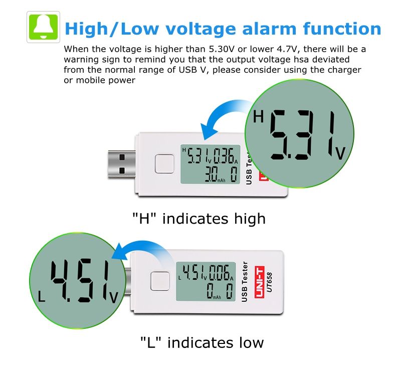 UNI-T-UT658B-Digital-USB-Testers-Testable-Stable-Input-Voltage-Range-From-3V-to-90V-with-LCD-1244879