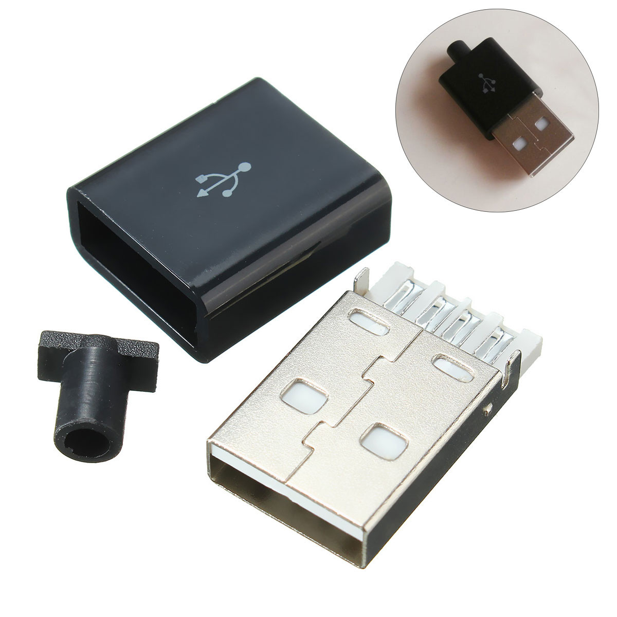 1Pcs-USB-20-Type-A-Plug-4-pin-Male-Adapter-Solder-Connector-amp-Black-Cover-Square-1287374