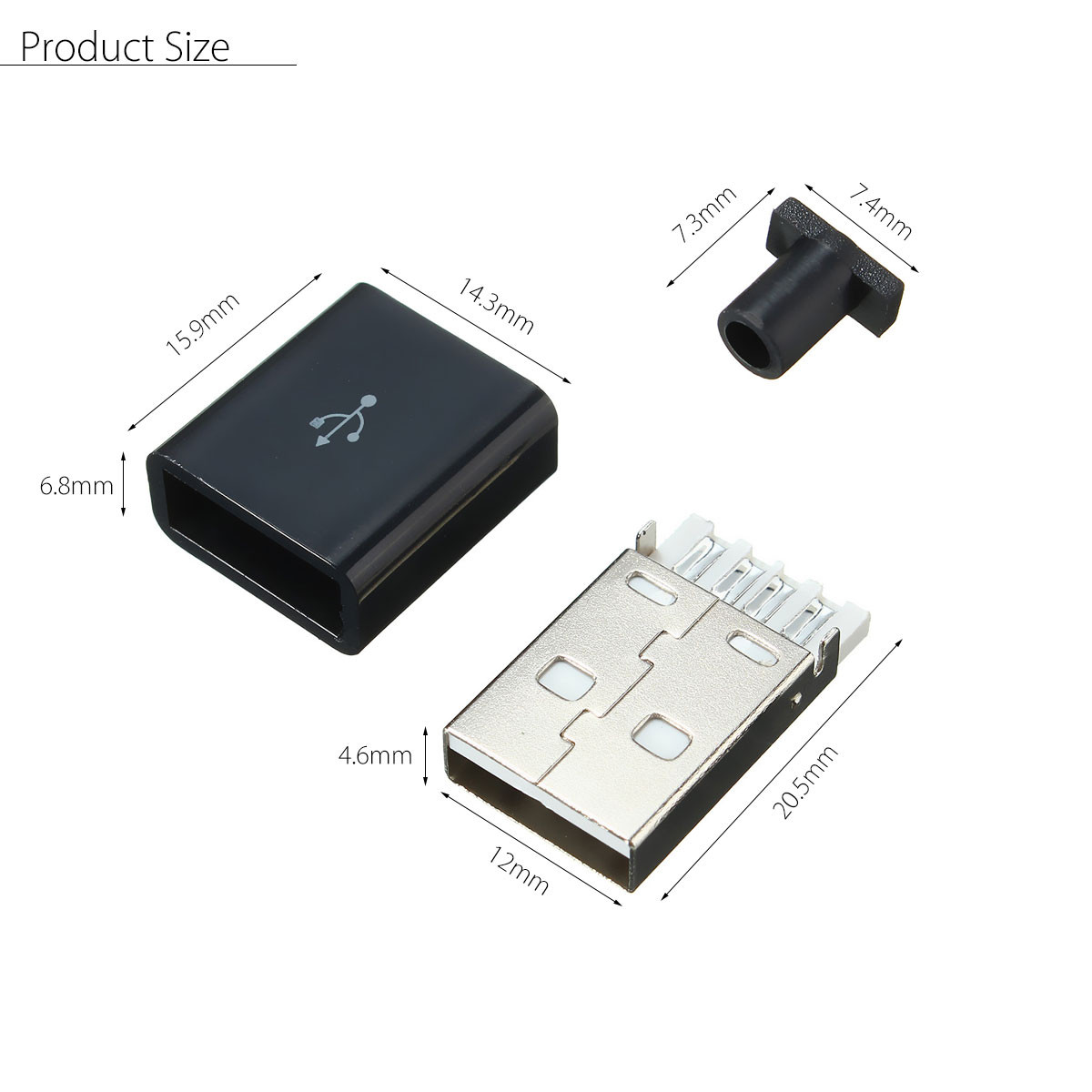 1Pcs-USB-20-Type-A-Plug-4-pin-Male-Adapter-Solder-Connector-amp-Black-Cover-Square-1287374