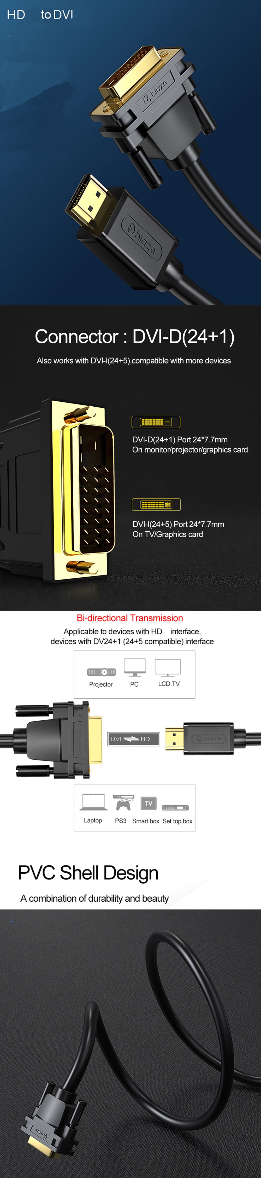 Biaze-HD-to-DVI241-Bidirectional-Transfers-Gold-Plated-Connector-Adapter-Video-Cable-for-HDTV-PC-Pro-1568112