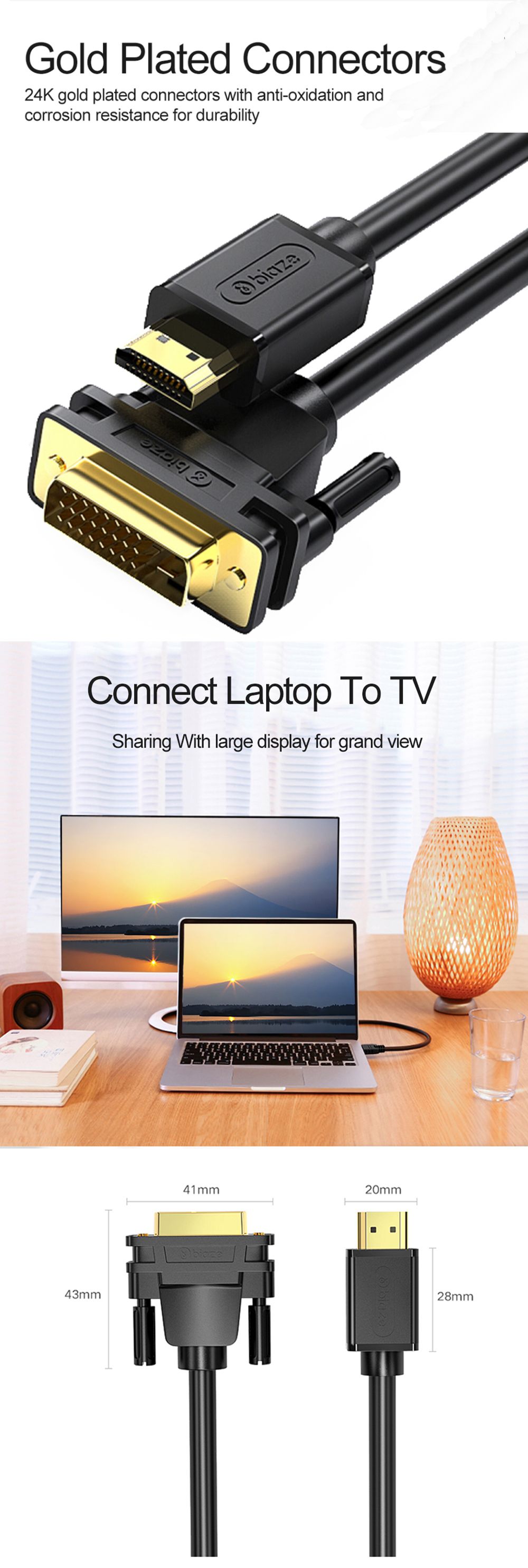 Biaze-HD-to-DVI241-Bidirectional-Transfers-Gold-Plated-Connector-Adapter-Video-Cable-for-HDTV-PC-Pro-1568112