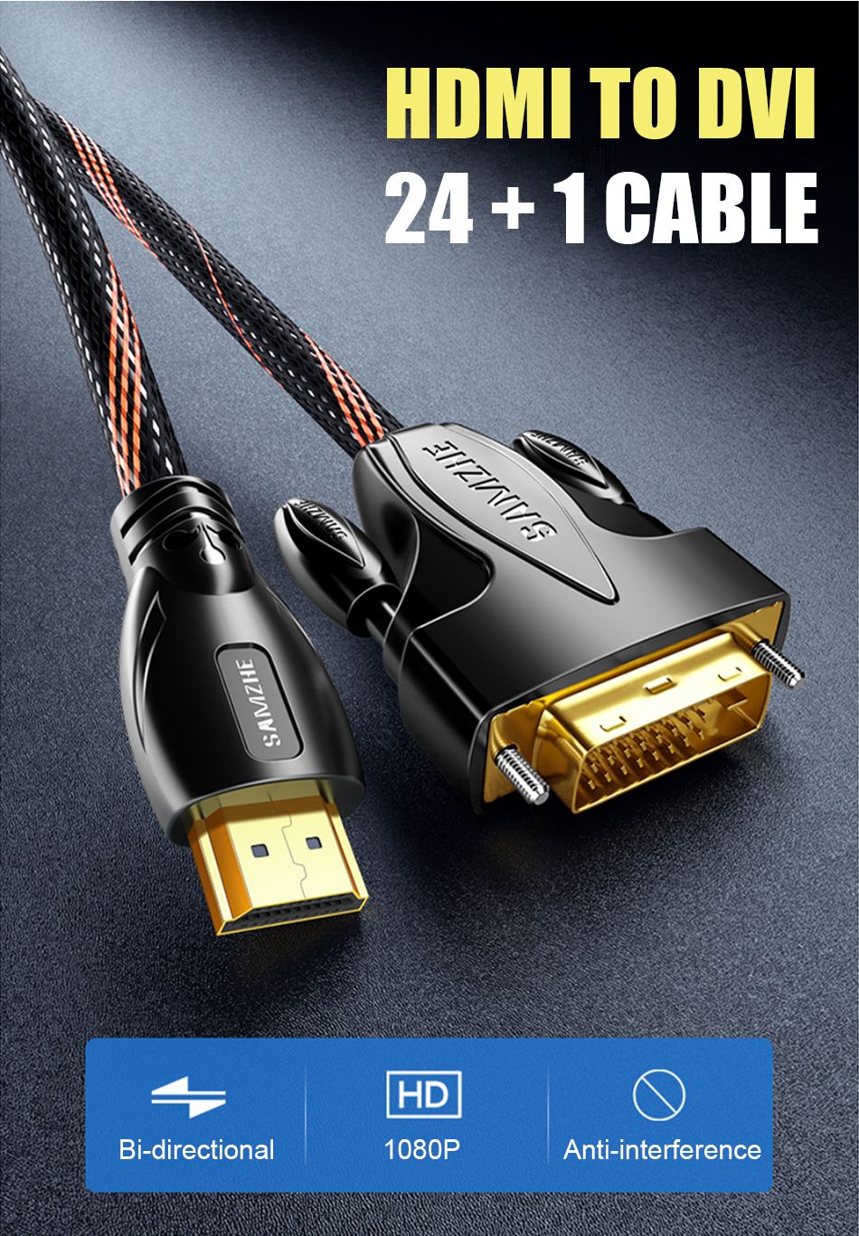 SAMZHE-DVI-to-HDMI-Bi-Directional-HDMI-to-DVI-1080P-HDMI-Cable-Video-Cable-for-Computer-Projector-TV-1650371