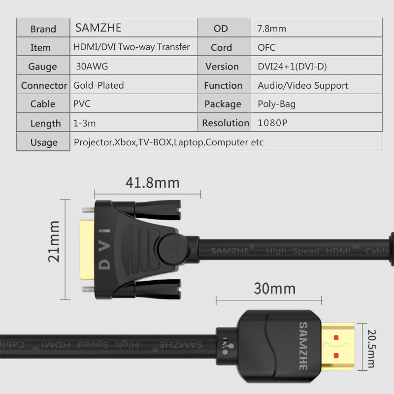 SAMZHE-DVI241-to-HDMI-HDMI-to-DVI241-Bi-Directional-Transmission-1080P-HDMI-Cable-for-PC-Projector-T-1431950
