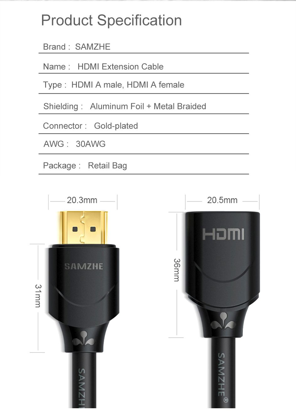 SAMZHE-HDMI14-Cable-Extender-Male-to-Female-1m-2m-3m-Extension-HDMI-Video-Cable-for-Computer-HDTV-La-1685527