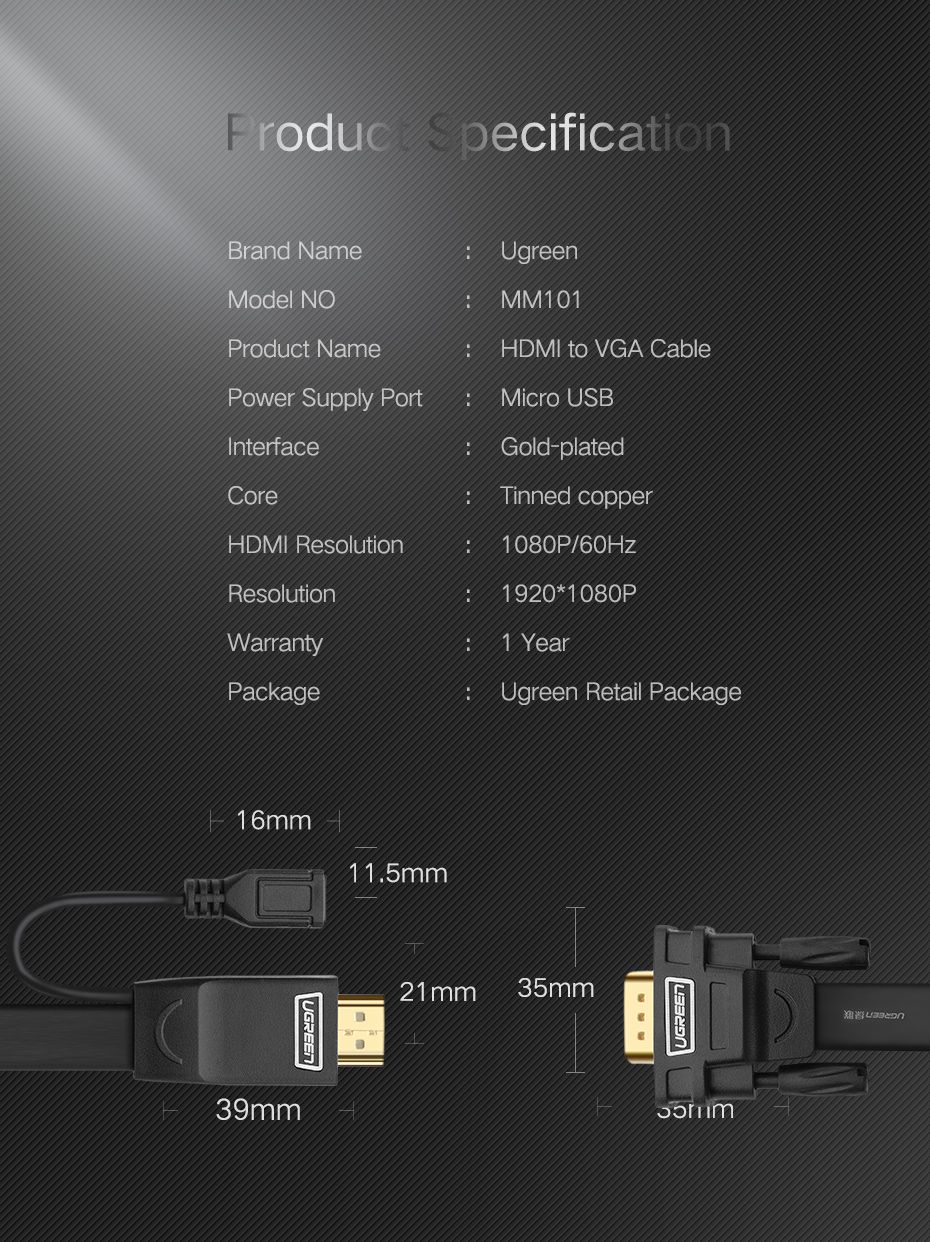 Ugreen-MM101-HDMI-to-VGA-Adapter-Cable-Video-Converter-HDMI-Cable-with-Micro-USB-Power-Cord-for-PC-L-1421499