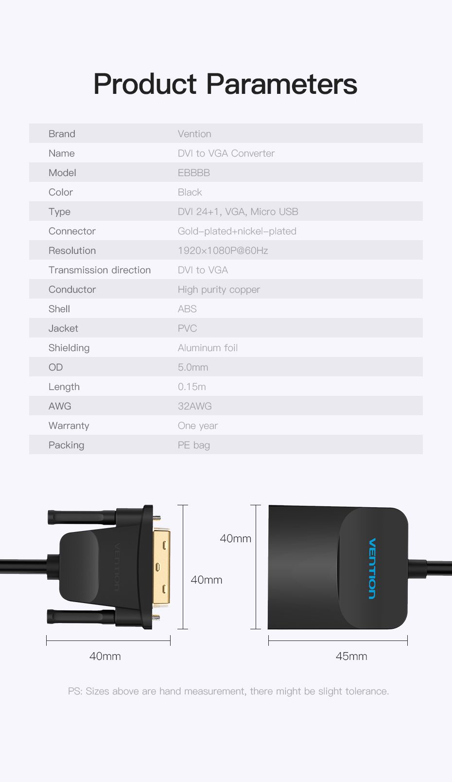 Vention-EBBBB-1080P-DVI-to-VGA-Converter-Video-Adapter-Cable-with-Micro-USB-Power-Port-1340229