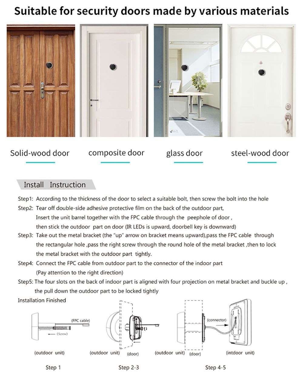 3-inch-LCD-1MP-720P-Peephole-IR-Camera-180-Days-Standby-Time-Video-Doorbell-with-Internal-Memory-1362616