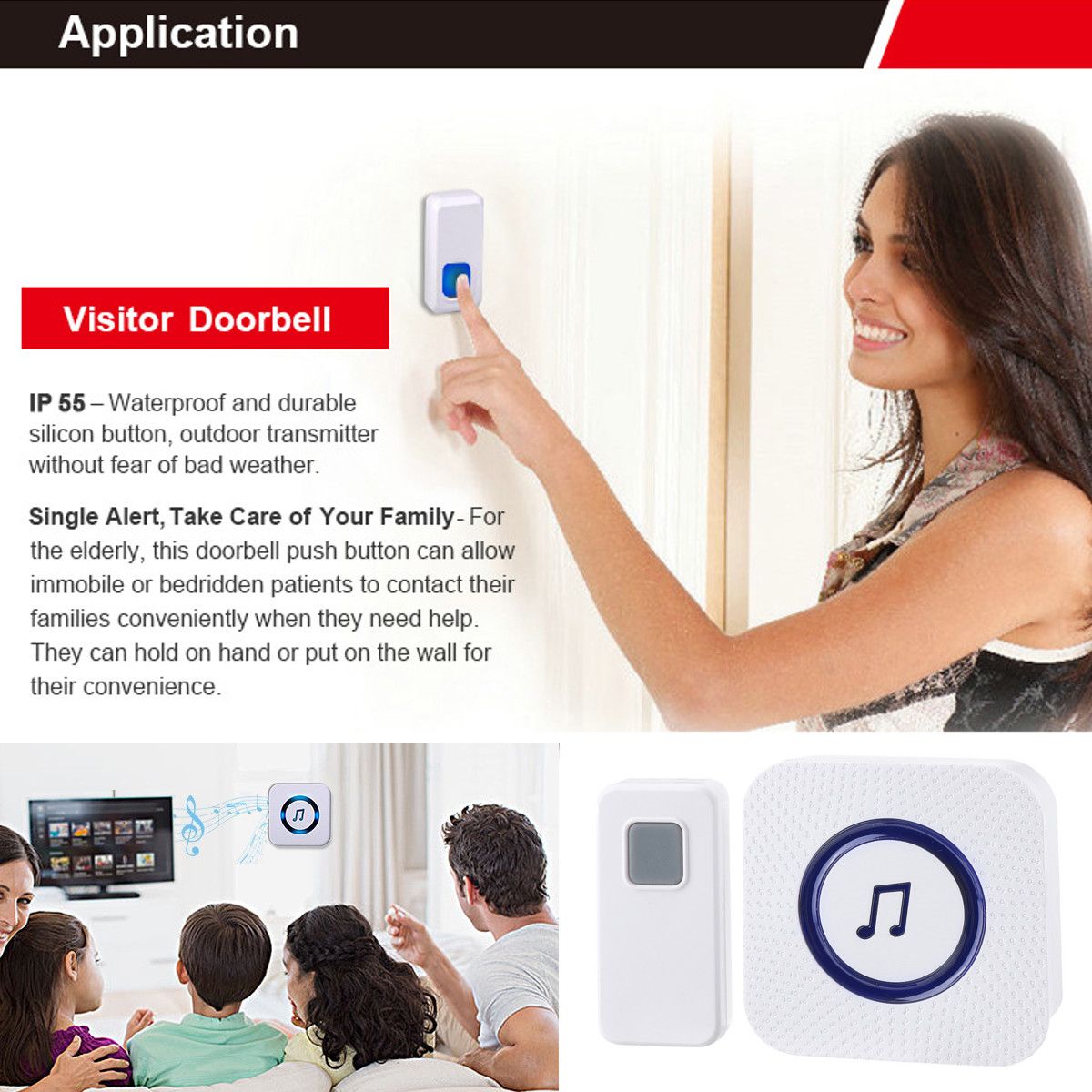 300M-Waterproof-Wireless-Doorbell-55-Songs-Chime-LED-Flash-EUUSUKAU-Plug-1554491